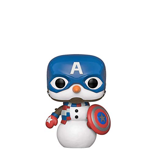 Funko - Pop! Bobble Vinyle Marvel: Holiday - Captain America Figura Coleccionable, Multicolor (43335)