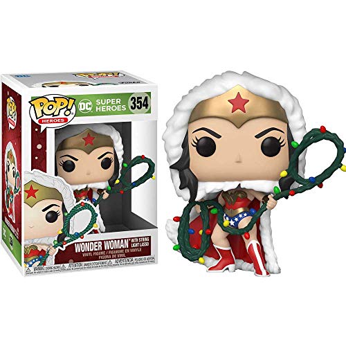 Funko- Pop Heroes DC Holiday-Wonder Woman w/Lights Lasso Comics Holidays S1 WW Figura Coleccionable, Multicolor (50652)