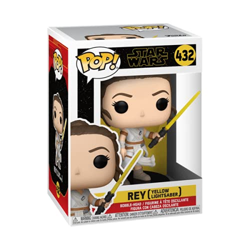 Funko Pop! Star Wars: The Rise of Skywalker – Rey con figura de vinilo de sable de luz amarilla (incluye funda protectora de caja emergente)