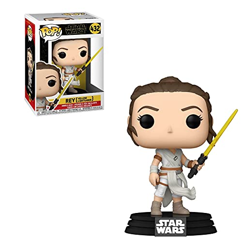 Funko Pop! Star Wars: The Rise of Skywalker – Rey con figura de vinilo de sable de luz amarilla (incluye funda protectora de caja emergente)