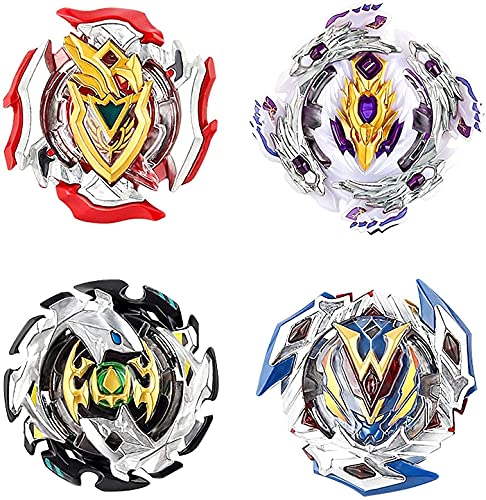 Funmo Burst Peonzas, 4 Pcs Conjuntos de Metal de Gyro 4D Peonzas Gyro Lucha Maestro Cadena Launcher con Estadio Infinity Nado Básico Duelos Conjuntos Regalo para Niños