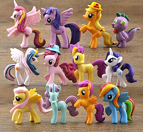 Funnyshow - Figura de My Little Pony, de PVC, juguetes de fiesta de cumpleaños (12 piezas)