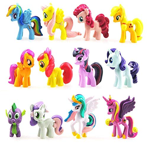 Funnyshow - Figura de My Little Pony, de PVC, juguetes de fiesta de cumpleaños (12 piezas)