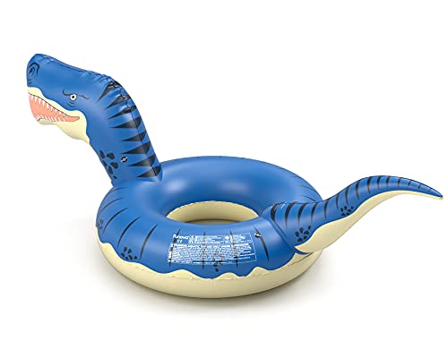 FUNOVA Flotador Piscina Hinchable Dinosaurio - Gigante Colchoneta Anillo de Natación Flotante Lounge Aqua Diversión Verano Inflable Juguete para Fiestas Playa de Piscina para niños Adultos Azul