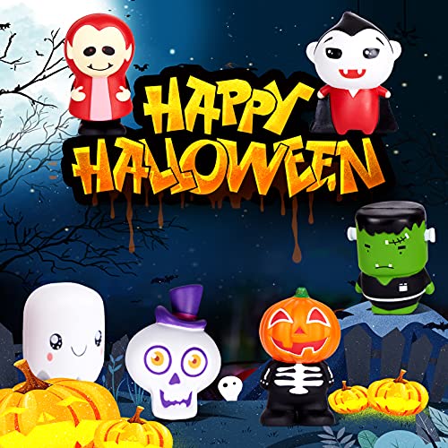 FunsLane Juguetes Blandos de Halloween, Paquete de 6 Blandos Jumbo Squishys de Aumento Lento para aliviar el estrés, Regalos de Juguete Kawaii para niñas, niños, Adultos, Fiestas navideñas