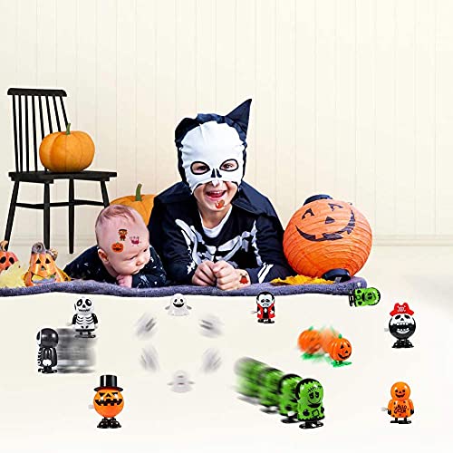 FunsLane Juguetes de Halloween Calabaza Fantasma Calavera Wind Up Juguetes, divertidos juguetes de salto para fiesta de Halloween Favor bolsa de relleno (12 unidades)