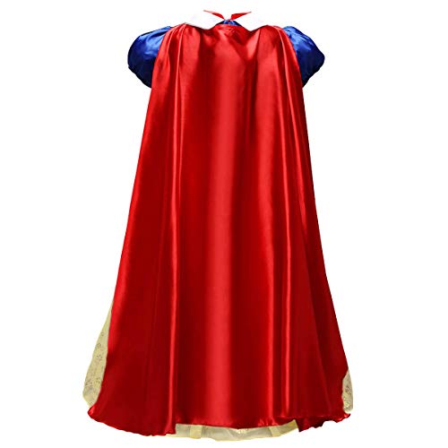 FYMNSI Disfraz de Princesa Blancanieves para niña, Vestido con Capa, Accesorios, Carnaval, cumpleaños, Fiesta, Disfraz para niños, Color Blanco Amarillo 3-4 Años