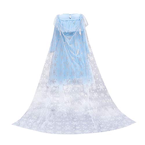 FYMNSI Disfraz de princesa Elsa de Frozen, vestido de princesa con accesorios, para Navidad, Halloween, carnaval, cosplay, para 2 – 10 años Azul 04 4-5 Años