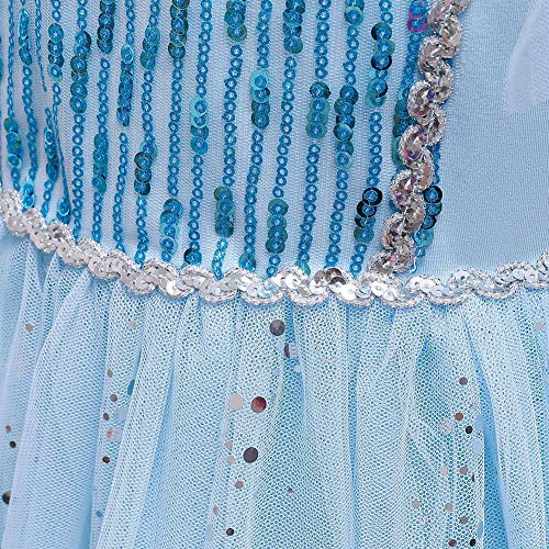 FYMNSI Disfraz de princesa Elsa de Frozen, vestido de princesa con accesorios, para Navidad, Halloween, carnaval, cosplay, para 2 – 10 años Azul 04 4-5 Años