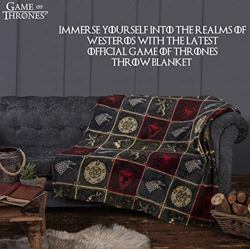 Game of Thrones Gifts Merchandise GOT Manta súper suave para cama Stark Lannister Targaryen Greyjoy Baratheon Tyrell Great House Symbols Westeros