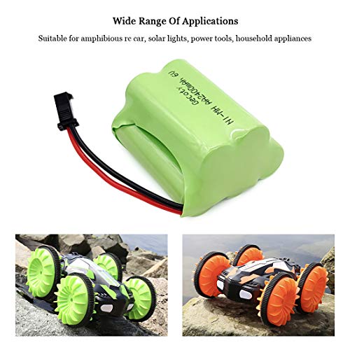 Gecoty® Paquete de baterías 6V NiMH, Batería AA Recargable de alta Capacidad con Cable de Carga USB, enchufe SM 2P para RC Stunt Car,Coche RC para niños,Q60 Q61 1/16 Military RC Truck SL01