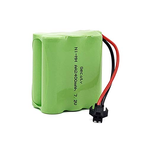 Gecoty® Paquete de baterías 7.2V Ni-MH, batería AA Recargable de 2400mAh, con Conector SM 2P y Cable de Carga USB, para camión RC Tanque RC Barco RC Robot RC