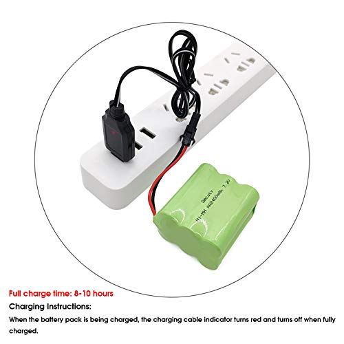 Gecoty® Paquete de baterías 7.2V Ni-MH, batería AA Recargable de 2400mAh, con Conector SM 2P y Cable de Carga USB, para camión RC Tanque RC Barco RC Robot RC