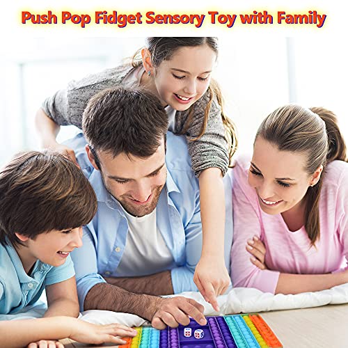 GEEKEO Pop it Fidget Toys, Push Pop it Bubble Fidget Toy, Juego de Tablero de ajedrez arcoíris Push Pop Bubble Fidget Toys Juguetes para aliviar el estrés para niños y Adultos