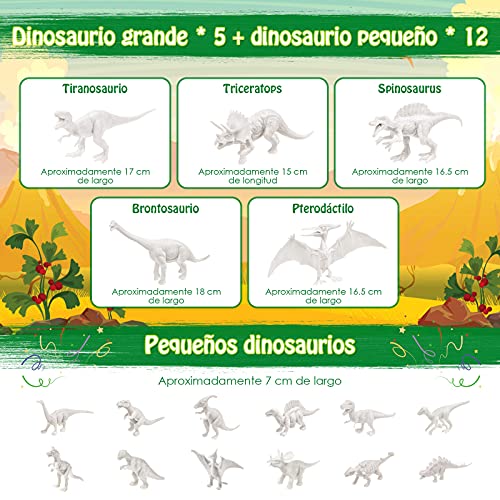 Gemeer 75 Piezas Dinosaurios Juguetes, Kit de Pintura de Dinosaurios para niños Pintar Dinosaurios, Manualidades, Figuras de Dinosaurios Juguetes para 4 5 6 7 8 9 Niños