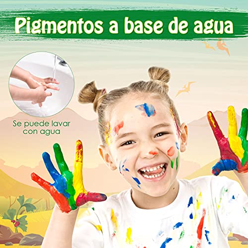 Gemeer 75 Piezas Dinosaurios Juguetes, Kit de Pintura de Dinosaurios para niños Pintar Dinosaurios, Manualidades, Figuras de Dinosaurios Juguetes para 4 5 6 7 8 9 Niños