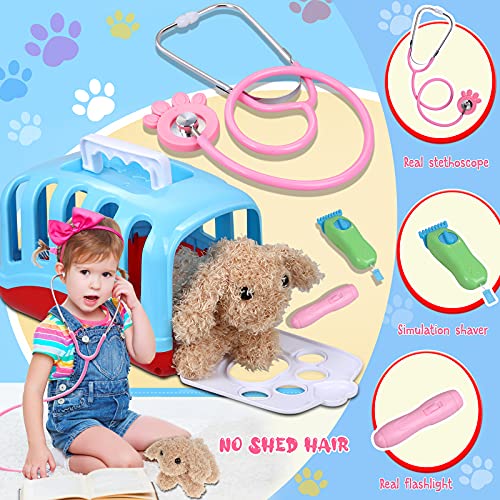 Gemeer Doctora Juguetes Maleta Mascotas Juguetes, Mascotas Perros Accesorios Veterinaria Enfermería Doctora Kit Juego de Roles Regalos para Niños 3 4 5 Años, 35PCS