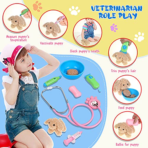 Gemeer Doctora Juguetes Maleta Mascotas Juguetes, Mascotas Perros Accesorios Veterinaria Enfermería Doctora Kit Juego de Roles Regalos para Niños 3 4 5 Años, 35PCS