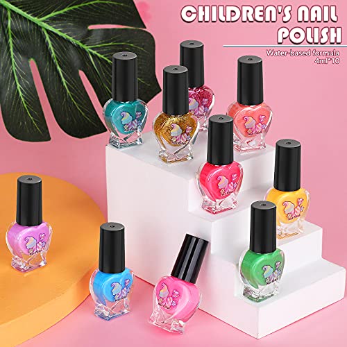 Gemeer Kit de Manicura para Niños, Juego de Esmalte de Uñas de Secado Rápido, Juguetes Niña Rainbow Candy Colors Pintauñas con limas de uñas de bonificación