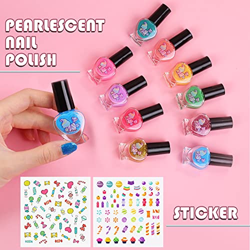 Gemeer Kit de Manicura para Niños, Juego de Esmalte de Uñas de Secado Rápido, Juguetes Niña Rainbow Candy Colors Pintauñas con limas de uñas de bonificación