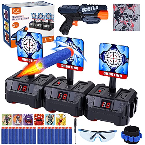 Gemeer Objetivo de Tiro electrónico Pistolas para Nerf-Auto Reset Blancos Digitales Eléctricos con Espuma Dardos Pistolas de Juguete para Niños, Juego de Disparos con Gafas,Diana de nerf