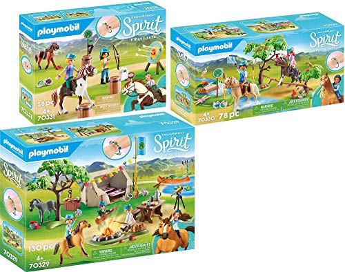 geobra Brandstätter Playmobil Spirit 70329 70330 70331 - Juego de campamento de verano (3 unidades, incluye desafío en el río, aventuras al aire libre)