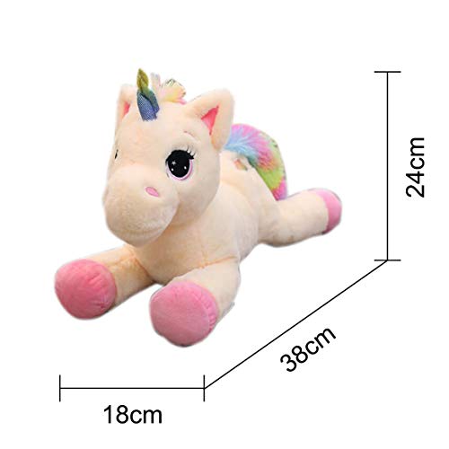 Georgie Porgy Niños Unicornio De Peluche con Cola Arcoiris Multicolor Pony De Peluche Regalos de Peluche para Niñas Mayores