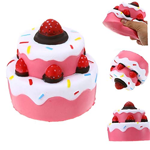 GGOOD Jumbo Perfumado Lenta Rising Squishie Cheeki Rosa Torta De La Fresa De Kawaii Blando Blando Juguetes para Niños Y Adultos Regalo para Los Niños