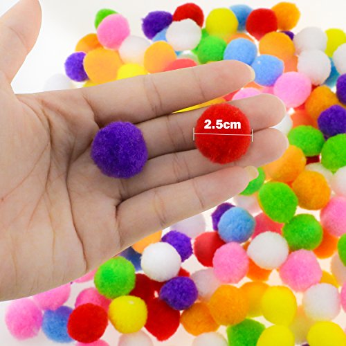 Gifort Pompones, Coloridos Pompones Balls, 250pcs / 2.0-2.5cm Bolas de Peluche Mullidas para Bricolaje, Manualidades y Decoraciones