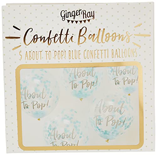 Ginger Ray Blue Confetti About To Pop - Globos para baby shower, 5 unidades