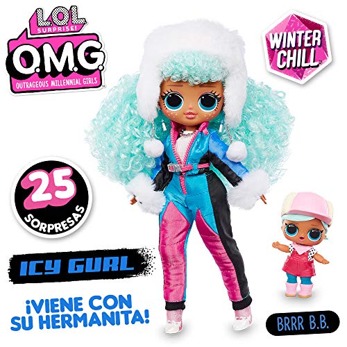 Giochi Preziosi-L.O.L Surprise OMG Winter Chill: Icy Gurl y Brrr B.B. Doll Muñeca y Miniatura, color no aplica (LLUE3100)