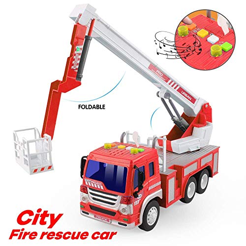 GizmoVine Camion De Bomberos De Bomberos con Luces Y Sonidos, Tirar De VehíCulos Coches De Juguetes De para NiñOs PequeñOs, NiñOs Y NiñAs