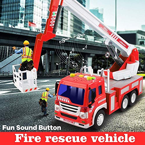 GizmoVine Camion De Bomberos De Bomberos con Luces Y Sonidos, Tirar De VehíCulos Coches De Juguetes De para NiñOs PequeñOs, NiñOs Y NiñAs