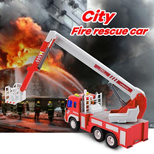 GizmoVine Camion De Bomberos De Bomberos con Luces Y Sonidos, Tirar De VehíCulos Coches De Juguetes De para NiñOs PequeñOs, NiñOs Y NiñAs