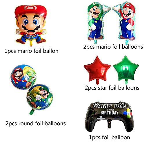 Globo de Foil Super Mario Decoraciones de Cumpleaños de Super Mario Aluminio Globo Suministros de Fiesta 8PCS