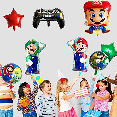 Globo de Foil Super Mario Decoraciones de Cumpleaños de Super Mario Aluminio Globo Suministros de Fiesta 8PCS