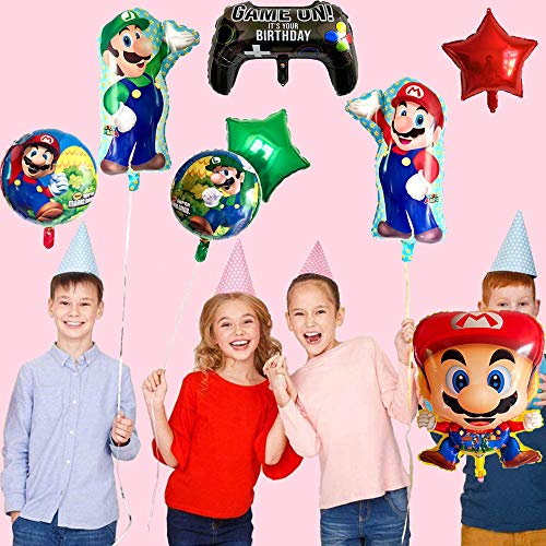 Globo de Foil Super Mario Decoraciones de Cumpleaños de Super Mario Aluminio Globo Suministros de Fiesta 8PCS