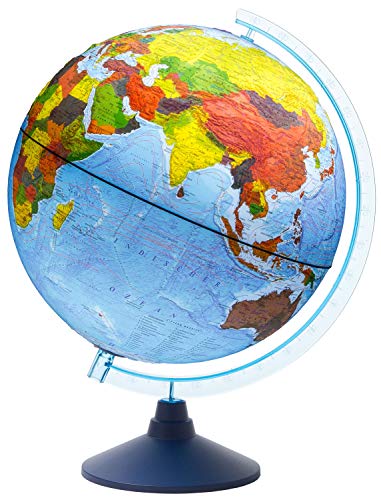 Globo terráqueo iluminado interactivo con superficie en relieve, emocionante viaje por el mundo con la aplicación IQ Globe, 32 cm, con iluminación LED, funciona con pilas, mapa físico y político