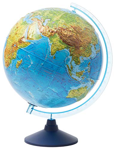 Globo terráqueo iluminado interactivo con superficie en relieve, emocionante viaje por el mundo con la aplicación IQ Globe, 32 cm, con iluminación LED, funciona con pilas, mapa físico y político