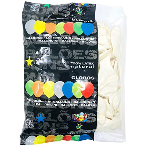 Globos Festival 100 Globos de látex Blancos Metalizados Surtidos 8" 20CM Biodegradable Fabricado en España Globos Blancos Metalizados para Fiestas, Comuniones, Cumpleaños, Eventos, Boda