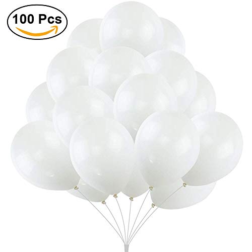 Globos Festival 100 Globos de látex Blancos Metalizados Surtidos 8" 20CM Biodegradable Fabricado en España Globos Blancos Metalizados para Fiestas, Comuniones, Cumpleaños, Eventos, Boda