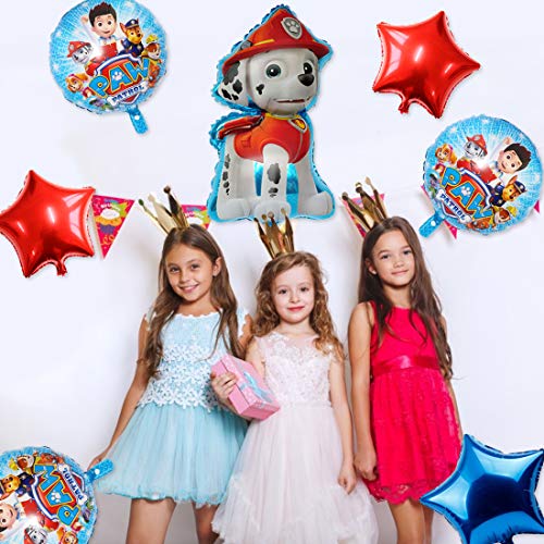 Globos Paw Dog Patrol, Globos Dibujos Animados Globos de Papel de Aluminio，feliz cumpleaños Globos，Helio está Permitido，Decoración de la Fiesta de Cumpleaños de los Niños (10PCS)