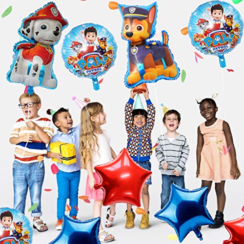 Globos Paw Dog Patrol, Globos Dibujos Animados Globos de Papel de Aluminio，feliz cumpleaños Globos，Helio está Permitido，Decoración de la Fiesta de Cumpleaños de los Niños (10PCS)