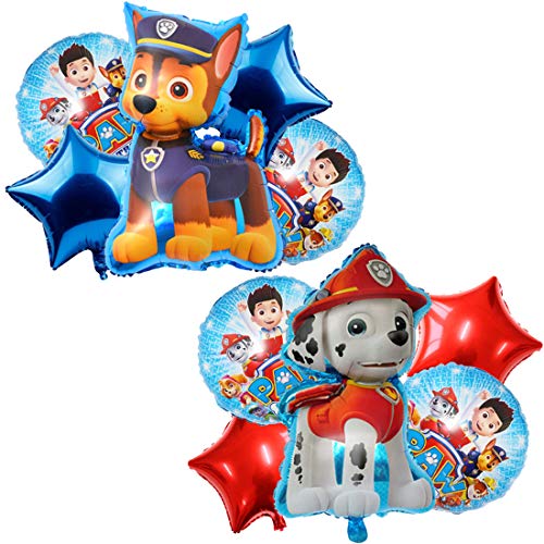 Globos Paw Dog Patrol, Globos Dibujos Animados Globos de Papel de Aluminio，feliz cumpleaños Globos，Helio está Permitido，Decoración de la Fiesta de Cumpleaños de los Niños (10PCS)