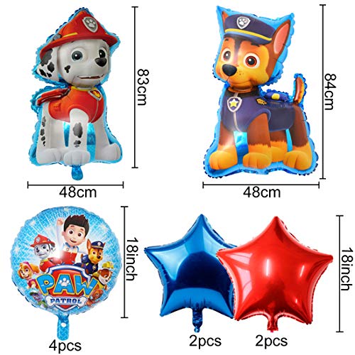 Globos Paw Dog Patrol, Globos Dibujos Animados Globos de Papel de Aluminio，feliz cumpleaños Globos，Helio está Permitido，Decoración de la Fiesta de Cumpleaños de los Niños (10PCS)