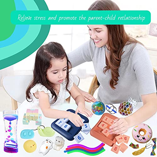 Gmajtars Fidget Sensory Toys Pack Fidgets Set de Juguetes Sensorial Burbujas Antiestrés Fillet Fifget Figet Figettoy Figwt Figet Toy Box para Niños Regalo Fiesta Navidad Cumpleaños