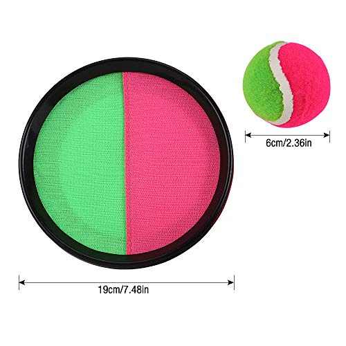 Gobesty Juego de pelota de velcro, juguete para lanzar, juego de pelota Toss and Catch, juego de pelota para actividades al aire libre, juego de lanzamiento 4 remos, 2 pelotas