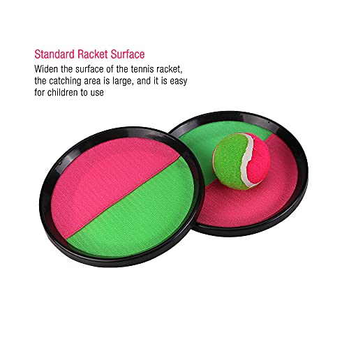 Gobesty Juego de pelota de velcro, juguete para lanzar, juego de pelota Toss and Catch, juego de pelota para actividades al aire libre, juego de lanzamiento 4 remos, 2 pelotas