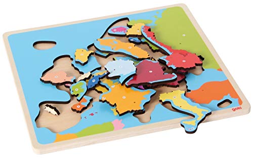 Goki- Puzzles de maderaPuzzles de maderaGOKIPuzzle Europa, Multicolor (1)