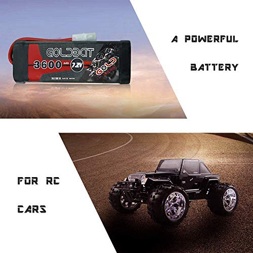 GOLDBAT RC Batería Recargable 3600mAh 7.2V Paquete de batería NiMH Batería de Repuesto para Coches RC Avión Helicóptero Barco Buggy Modelo Coches de construcción Avión de Juguete Juguetes (2 Pack)